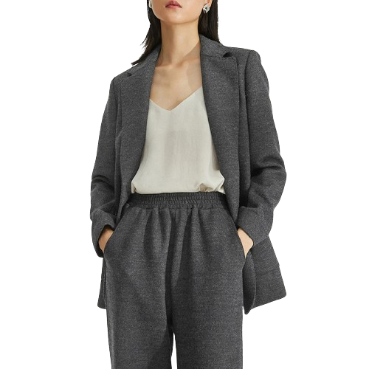 Lovito Women Casual Plain Button Pocket Blazer L70AD130 (Grey)