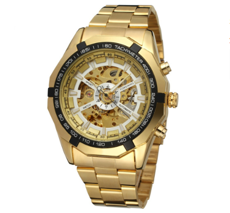 Forsining Watch for men Automatic Mechanical Watches Sport Skeleton Stainless Steel Gold Luxury Men Watch 8