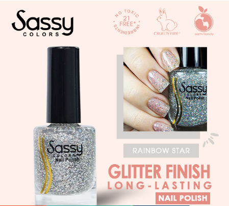 Sassy Colors Nail Polish Silver/Gray/Gold/Glitter Shades 7ml