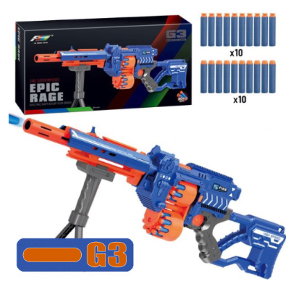 G3 Nerf Machine Gun Soft Bullet Semi-Automatic Electric Toy Gun  20 pcs. Bullets & 1 Dart Board