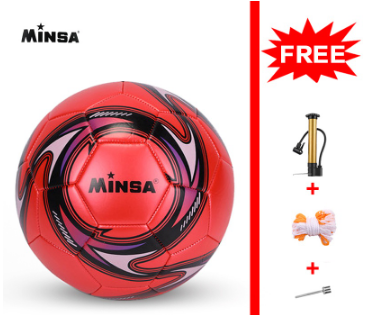 MINSA Soccer ball size 5 FiFA football Free giveaways pin net pump RED