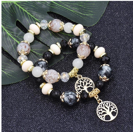 Lucky Charm Bracelet Energy Female Ceramic Bead Bracelet Tree of Life Bracelet Natural Stone