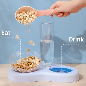 Pet 2 in 1 Automatic Feeder Bowl Cat Dog Bowl Drinking Bottle Full Set Puppy Kitty Water Dispenser