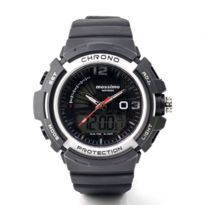 Black Silicone Strap Analog-Digital Watch