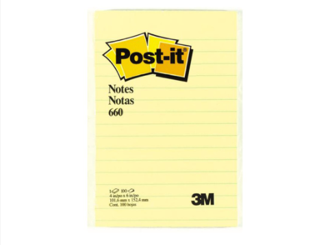 Post It Sticky Notes Yellow Lined 4x6in