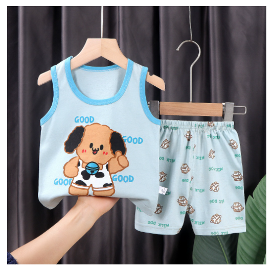 For Baby Boys & Kids Sleeveless Shorts Set Pure Cotton Summer Outfits For Boy S11