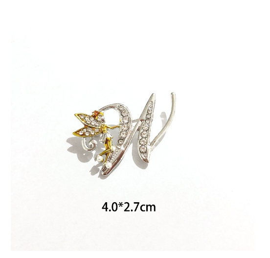Luxury Crystal Angel Letter Brooch Women Men Rhinestones A To Z Elf Initials Collar Pins Party Gifts Jewelry W