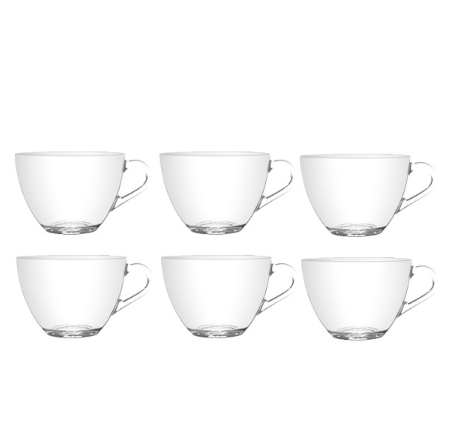 UNION GLASS Clear Glass Cup Coffee, Tea, Hot Chocolate, Milk 220ml |8.5oz [Set of 6]