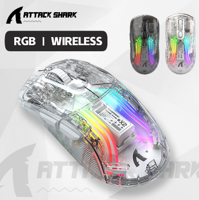 Attack Shark X2 Rgb Transparent Wireless Gaming Mouse Backlit Ultralight With Programmable Driver