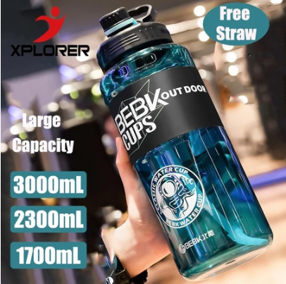 Large Sports Water Bottle 1.3liter 1.5liter 3liter with intake straw and measurement Bike Outdoor tumbler Cup