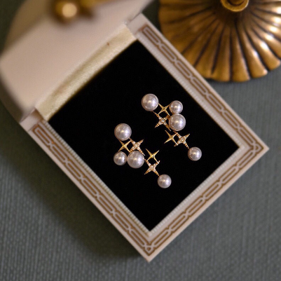 Natural Freshwater Pearl Earrings For Women Retro Temperament Jewelry