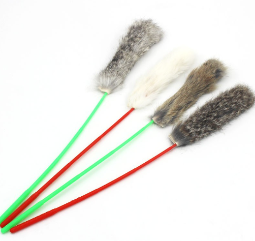 Soft Teaser Sticks Cat Playing Leather Tease Mouse Rod Toy Catty Pet Cat Cute Pur