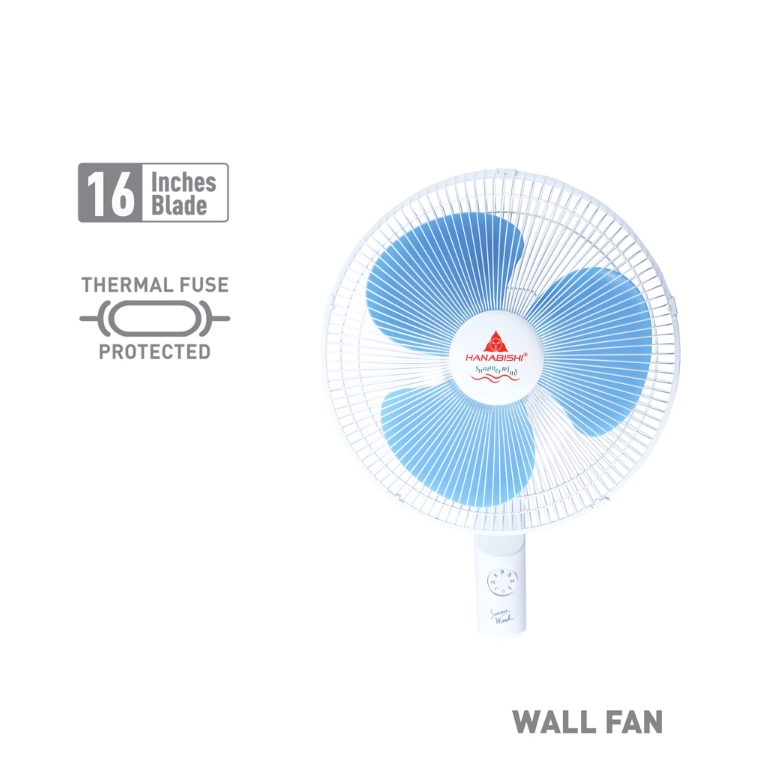 Hanabishi Wall Fan Summer Wind SW16 |16 inch blade Low Noise Powerful Durable Electric Fan