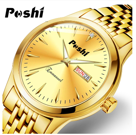 POSHI Top Brand Men's Watches Luxury Full Steel Business Quartz Watch Men Original Waterproof Sport Date Clock 02