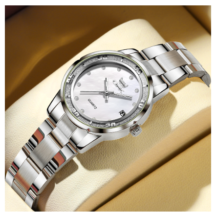 OPK Watch For Women Waterproof Original Ladies Quartz movement Wrist Elegant Simple Small Dial Gold Stainless Steel Strap SILVER DIAL SILVER  STRAP