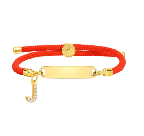 Vnox Custom Initial Letter Name Baby Bracelet Personalized Newborn Child Birth Gift Red Thread Rope Bracelet Adjustable Handchain J
