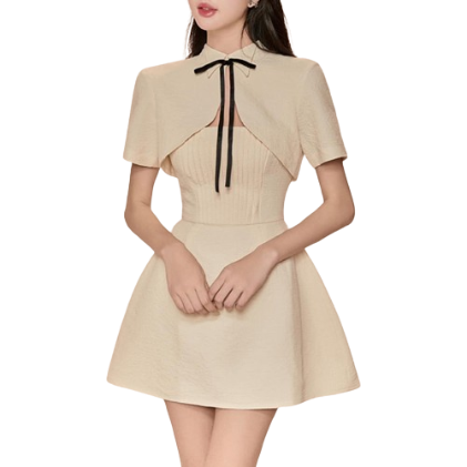 Lovito Women Casual Plain Lace Up Skirt Sets L64AD061 (Top/Sets/Dress)