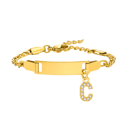 Vnox Baby Name Bracelet with Letter Pendant,Toddler Child ID Bracelet Girl Boy Birthday Gift C