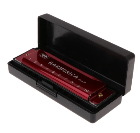 10 Holes Key of C Blues Harmonica Musical Instrument Educational Toy with Case H4GF