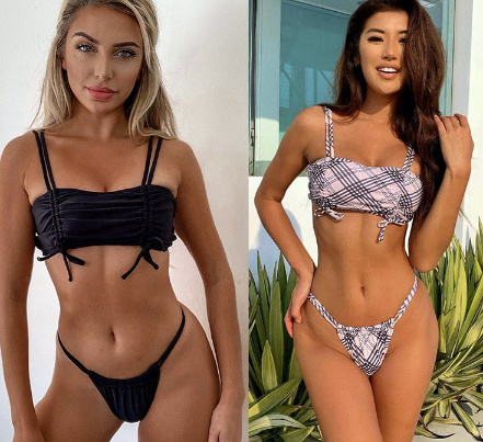 Women Drawstring Push-Up Strap Two-Pieces Swimsuit Bikini