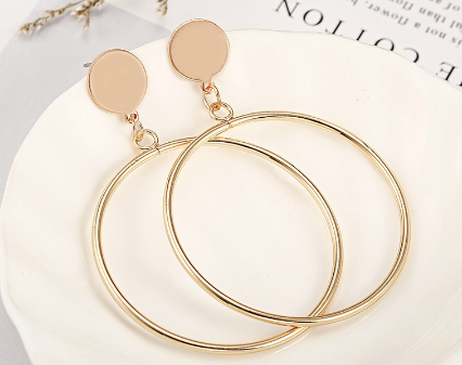 New European and American Retro Personality Fashion Simple Big Circle Geometric Round Earrings