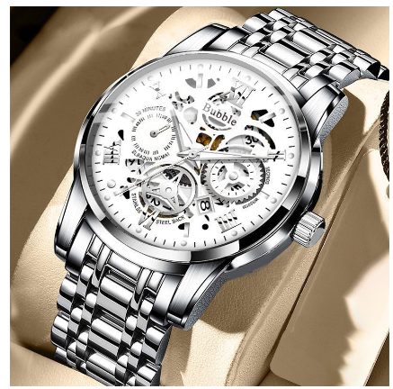Original Luxury Hollow Stainless Steel Gold Fashion Business All-Match Luminous Waterproof Calendar Quartz Korean automatic analog Watch M6