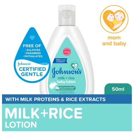 Johnson's Milk+Rice Baby Lotion 50ml-Lotion for Baby,Baby Essentials,Baby Body Lotion,Milk Lotion