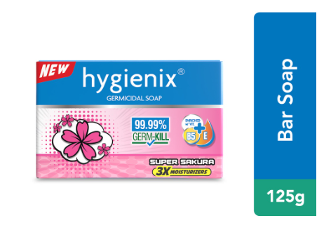 Hygienix AntiBacterial Germicidal Bar Soap with 3x Moisturizer Super Sakura 125G
