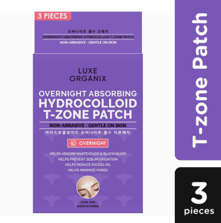 LUXE ORGANIX Overnight Absorbing Hydrocolloid T-Zone Patch 3pcs