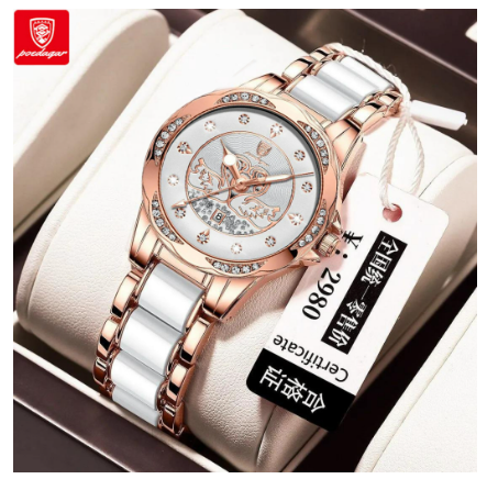 POEDAGAR luxury watch for woman korean style waterproof 2023 sale original elegant ceramic calendar luminous Watch WHITE