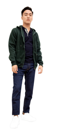 Folded and Hung Hoodie Zipped Jacket (Green)