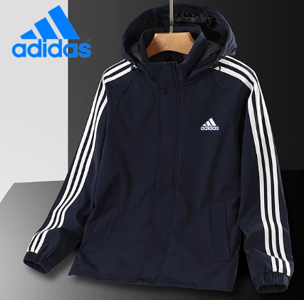 Adidas Hooded Jacket 2022 New Three-Bar Loose Large Size Fat Breathable Wear-Resistant Sports Windbreaker