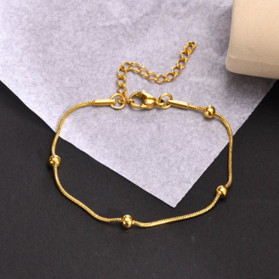 Tone Steel Ball Chain Bracelet for Women Chic Round Snake Chain