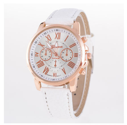 Geneva double face belt watch multi color leisure quartz Roman lettered fake three eye men's and women's universal watch M3