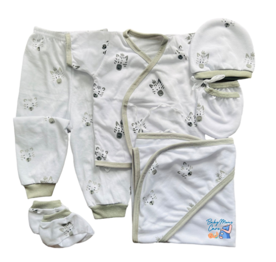 8Pcs Newborn Set Blanket Mittens Booties Bonnet Shortsleeve Pajama Essential Printed Cotton S19