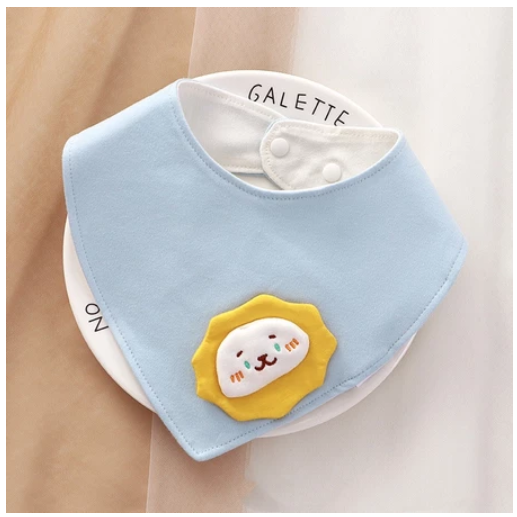 Newborn Cotton Soft Bibs 3 Layers Cartoon Pattern Triangle Scarf Boys Girls Baby Bib Burp Hidden Buttons 360 Degree Rotatable 0-3 Y NB2