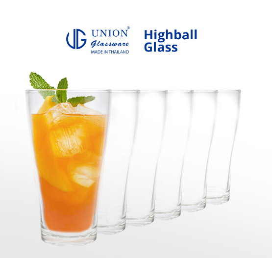 UNION GLASS Clear Glass Highball Water, Juice, Soda, Liquor Glass 260ml | 9oz [Set of 6]
