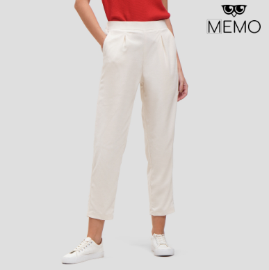 Memo Textured Pull-Up Trousers For Women Dark Khaki/Off White