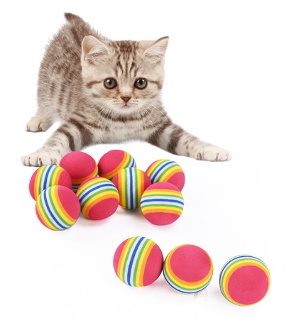 2021 Hot Sell SMALL Colorful Ball Interactive Pet Cat Dog Chew Toy Rainbow Ball Cat Toy Tooth Kitten