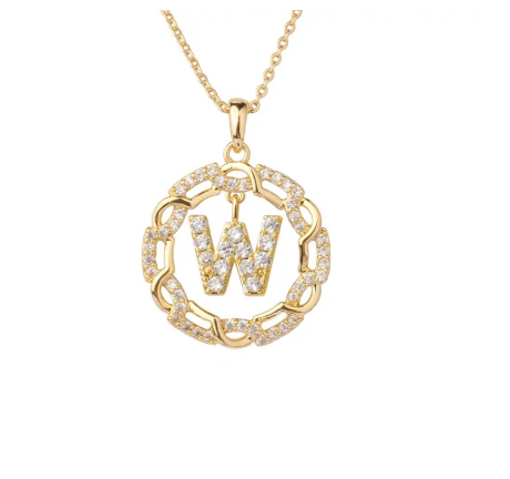 YH 18K Thai gold plated lnitials Pendant A-Z Letter Necklace For Women （3lengths Free Adjustment）B