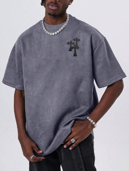 Manfinity EMRG Men'S Plus Size Cross Pattern Short Sleeve T-Shirt