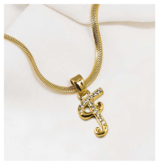 LAJ 18k Gold Stainless Steel Initial A-Z Necklace SLP116 LETTER with LX873D FREEBOX F