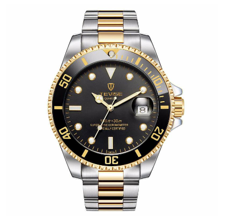 TEVISE Watch for men Original relo Waterproof Quartz watches Gold Luxury Stainless Steel Steel calendar COD T801A 3