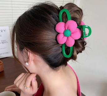 Korean Large Flower Hair Claw Green Ponytail Clip Hairpin For Women Girls Hair Accessories