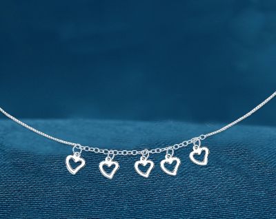 92.5 Italy Sterling Silver Heart Ladies Bracelet