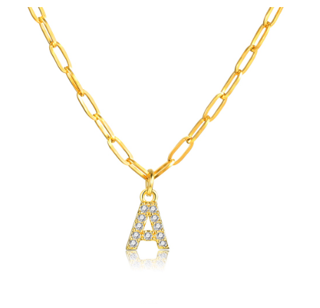 Vnox 18K Gold Initial Letter Necklace,Gold Letter Necklace,Initial Necklace A