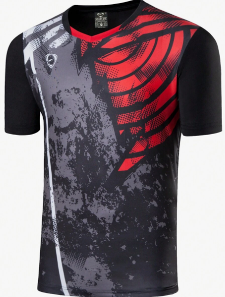 1pc Black Men Sports T-Shirt Short Sleeve Slim-Fit Tennis Golf Bowling Running Quick-Dry Shirt LSL249