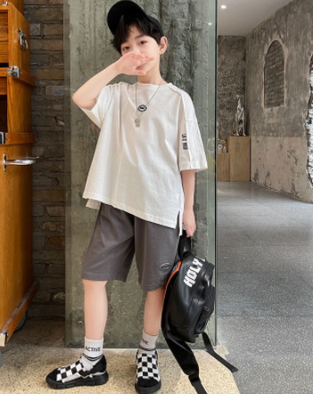Boys Summer Clothes Handsome Suits Children Thin Style Medium Big Kids Two-Piece