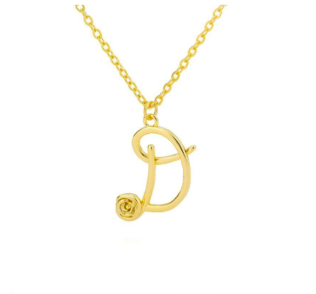 Dainty Gold Letter Necklace Tiny 26 Capital A-Z Pendant Choker Necklace,Cute Personalized Name Necklace Gold Jewelry Necklace D