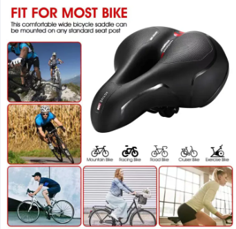 Bicycle Saddle Soft Bike Seat Big Butt Saddle Bicycle Foam Saddle Mountain Bike Seat Shock Absorber MTB Bicycle Seat Comfortable MTB Bicycle Seat Memory Foam Waterproof Bicycle Saddle Dual Shock Absor